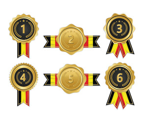 Golden award medal with belgium flag ribbons for winners