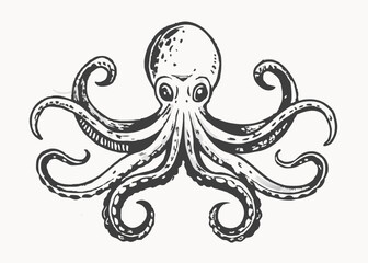 Fototapeta premium Sea octopus silhouette isolated on white background. Octopus icon Creative vector cartoon illustration