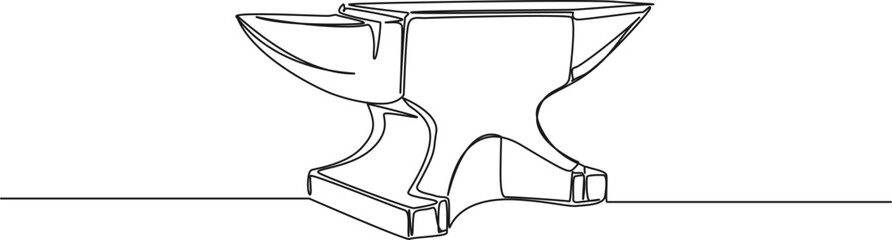 continuous single line drawing of an anvil, line art vector illustration