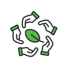 Hand grown food, icon in line design green. Hand grown, organic, farm, harvest, garden, vegetable, local on white background vector. Hand grown food, editable stroke icon