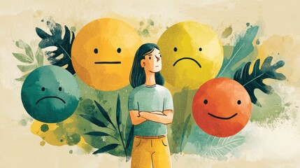 Understanding Emotional Boundaries Chart Illustrating Various Feelings and Moods Through Distinct Colors and Expressions for Personal Growth