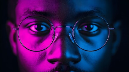 Black Person in Futuristic Cyberpunk Style with Fancy Glasses