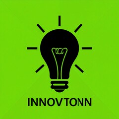 Simple black lightbulb graphic on lime green background