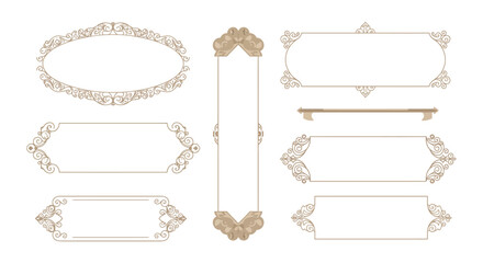 Obraz premium Elegant ornate frames set with decorative vintage elements vector illustration