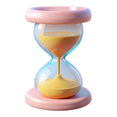 Pastel hourglass 3d render isolated on transparent background