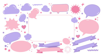 Colorful speech bubbles and decorative elements in pastel colors vector illustration