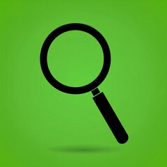 Simple black magnifying glass icon on a green background