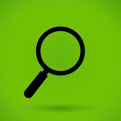 Simple black magnifying glass icon on green background (1)