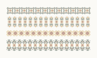 Pastel Floral Ethnic Borders – Seamless Traditional Decorative Trim Set
