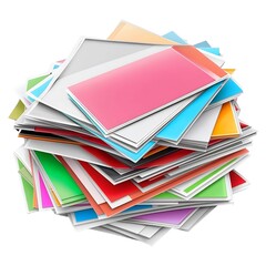 A colorful stack of papers and documents creates a vibrant and organized visual