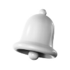 Halftone bell vector illustration featuring a classic, dotted design. Perfect for digital art, retro themes, notifications, or holiday projects. Timeless, stylish, and versatile graphic.