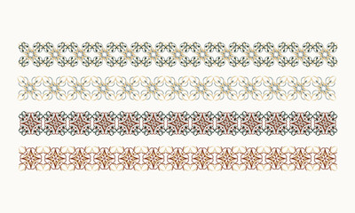 Elegant Ethnic Border Ornament Set – Pastel Seamless Decorative Trim Design