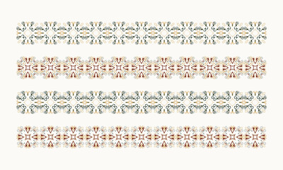 Decorative Seamless Border Ornament Set – Vintage Pastel Ethnic Pattern Collection
