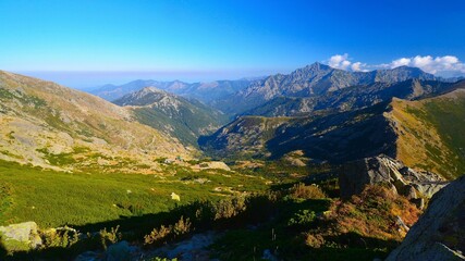 Panoramic view of the mountain landscape in the nature reserve of the Monte Rotondo massif with...