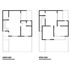 Black and White floor plan of a modern unfurnished house for your design. Suburban house vector blueprint. Architectural background.