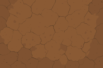 Dry cracked ground vector texture. Seamless pattern background of arid earth and desert soil. Abstract concept for drought, climate change, global warming. Barren land illustration.
