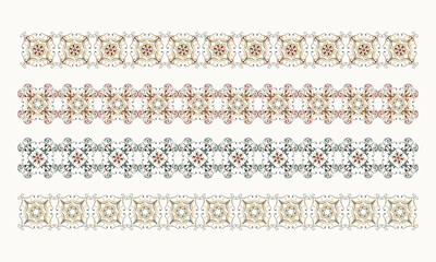 Vintage Decorative Seamless Border Set – Pastel Ornamental Trim Design
