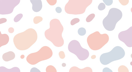 Pastel abstract shapes pattern on white background in pink, blue, and purple vector illustration