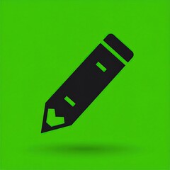 Simple black pencil icon on lime green background (3)
