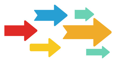 Colorful overlapping arrows moving in various directions vector illustration