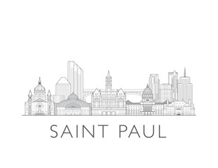 Fototapeta premium Drawing of Saint Paul, Minnesota, cityscape illustration skyline