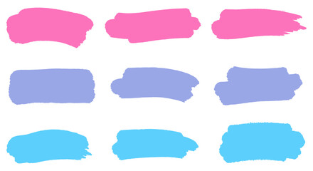 Colorful abstract brush strokes in pink, purple, and blue on white background vector illustration