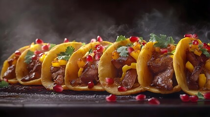 Freshly Made Street Tacos Filled with Seasoned Ingredients