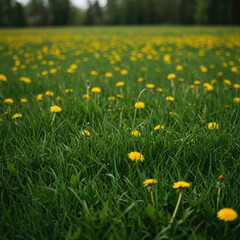 green grass and flowers