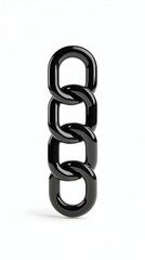 Black chain links, studio shot, white background, connection concept