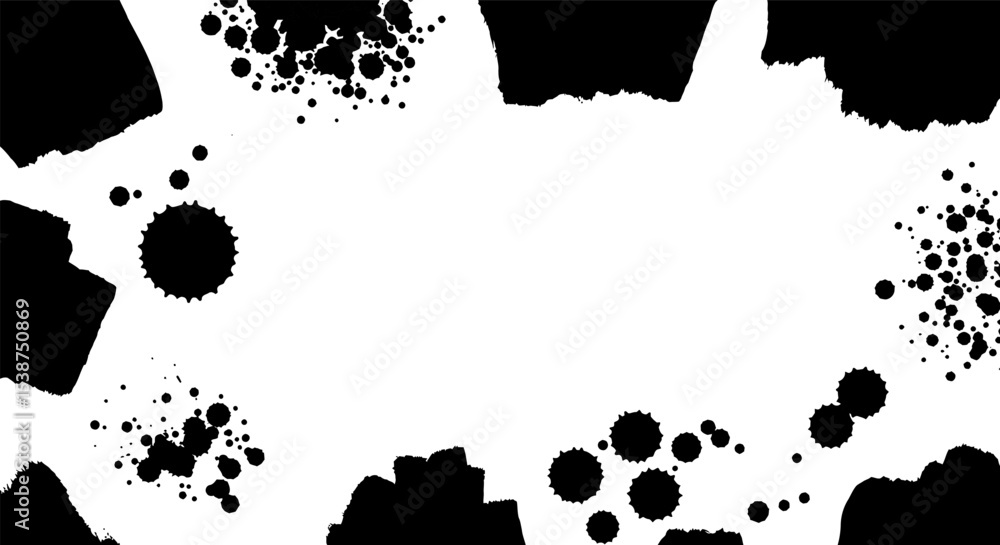 Poster abstract black and white ink splatter art in dynamic pattern design vector illustration