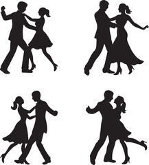 silhouettes of dancing people