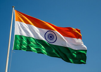 Drapeau indien sous un ciel bleu