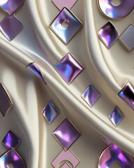 Luxury fabric with soft geometric patterns and subtle reflective accents &mdash; elegant, seamless, and refined