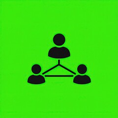 Simple graphic of three connected people icons on lime green background