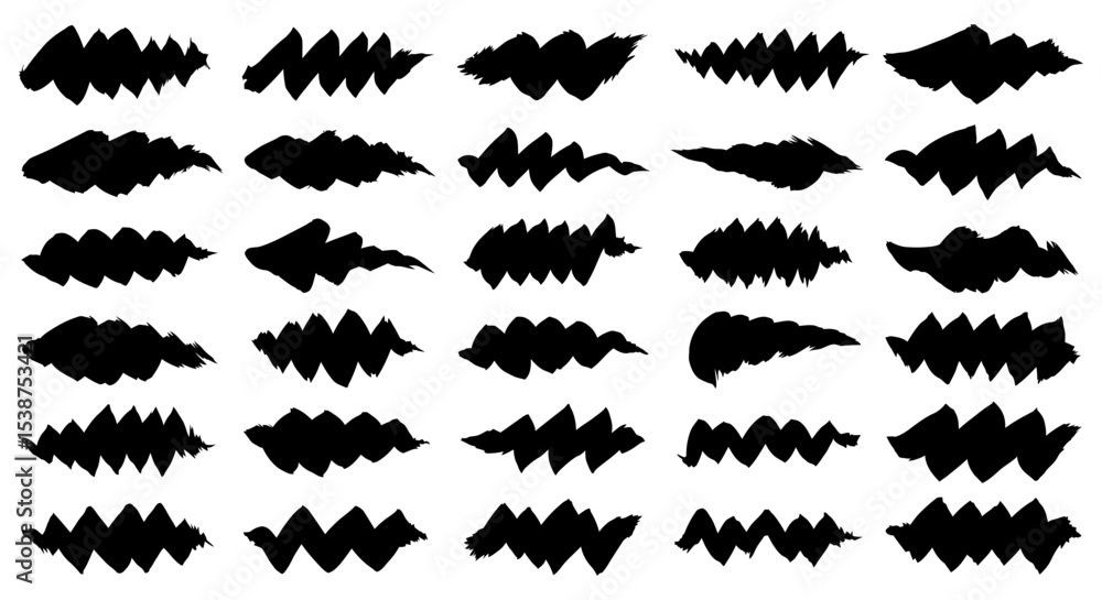 Poster abstract black waveforms on white background: unique shapes and patterns vector illustration