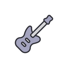 Stylish Electric Guitar Icon On Transparent Background For Musical Design