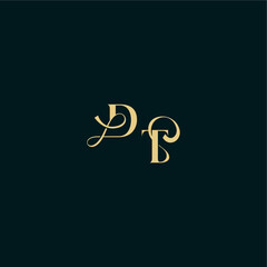 wedding logo initial DT elegant and curvy style monogram bold concept design letter