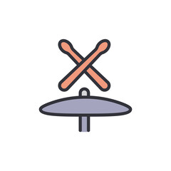 Illustration Of A Drum Set With Cymbal And Two Crossed Drumsticks