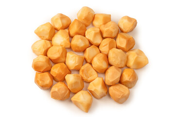 Piece of cheese isolated on white bacckground.