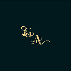 wedding logo initial GA elegant and curvy style monogram bold concept design letter