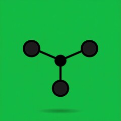 Three black circles connected by lines on a green background