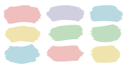 Pastel brush strokes on white background in soft shades of pink, purple, yellow, green, and blue vector illustration