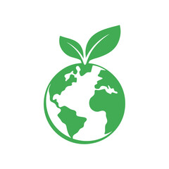 Green Earth Globe with Two Leaves on Top leaf