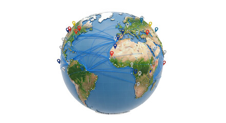 Global Communication Network with Earth Globe PNG Image for World Connectivity