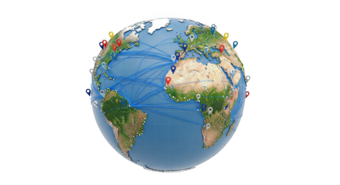 Global Communication Network with Earth Globe PNG Image for World Connectivity - Powered by Adobe
