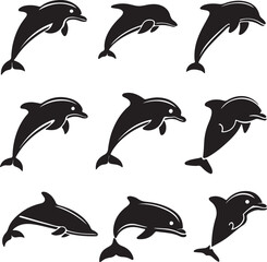 Obraz premium set of dolphins