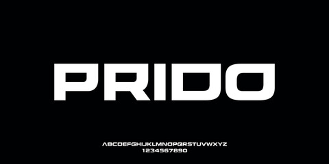 Vector illustration of a sport style alphabet display font. Abstract typography of bold, sturdy and futuristic letters.