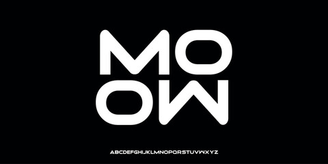 Vector illustration of a modern, futuristic and geometric style alphabet display font. Abstract typography san serif letters, clean and minimalist.