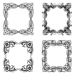 Decorative Floral Frames Set Collection - Handcrafted Botanical Borders and Wreaths

