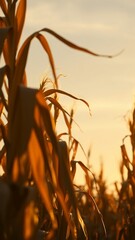 Midwestern Cornfield at Sunset